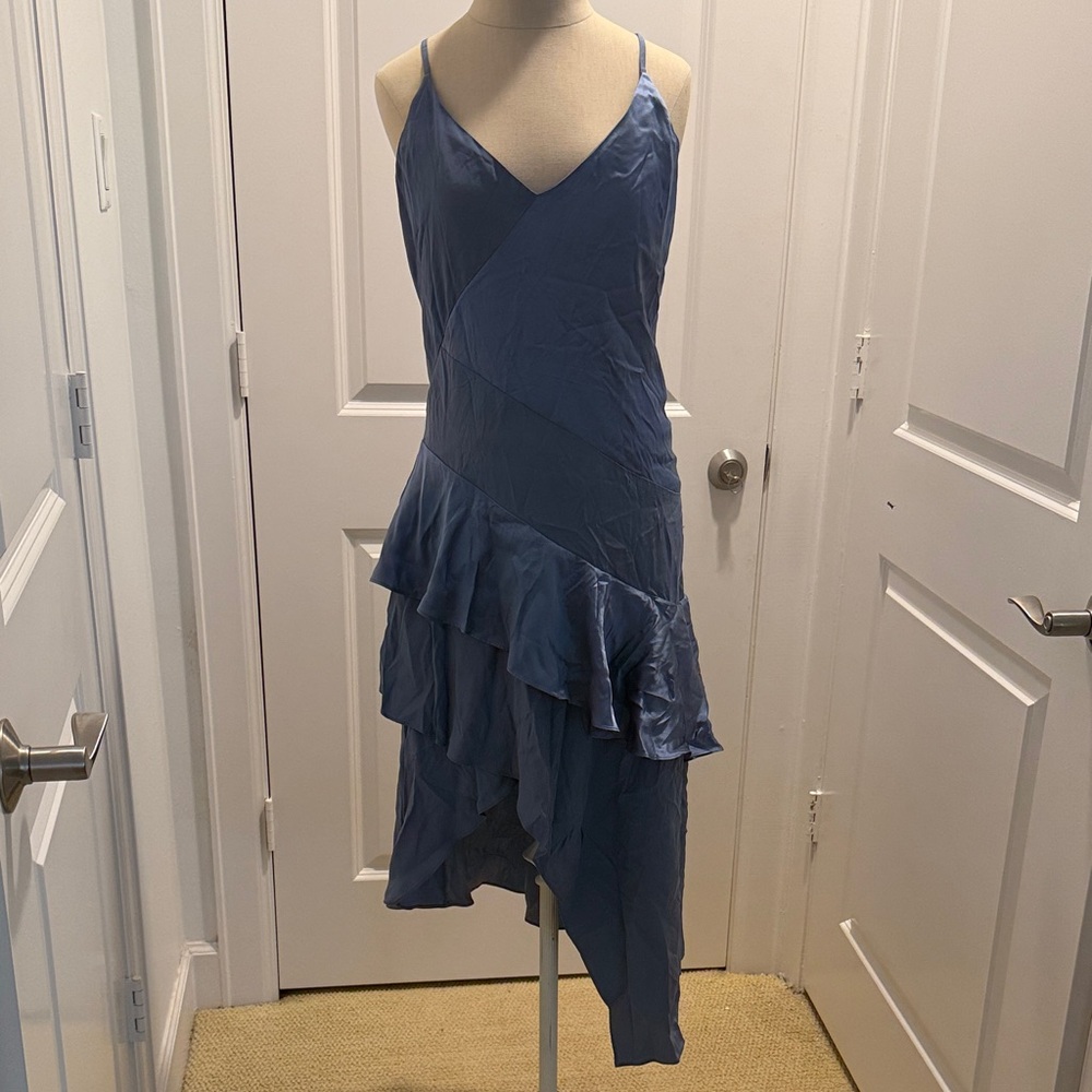 Parker Blue Asymmetrical Midi Dress